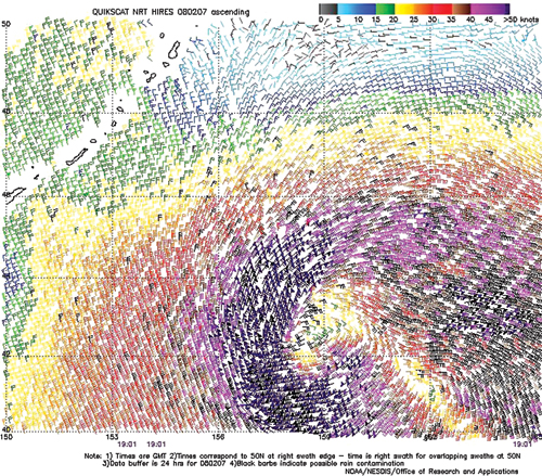 High resolution QuikScat scatterometer image