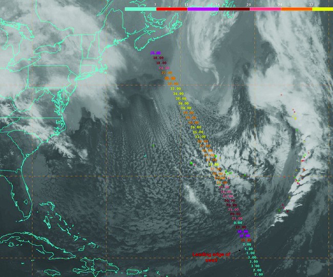 A GOES-E infrared satellite image