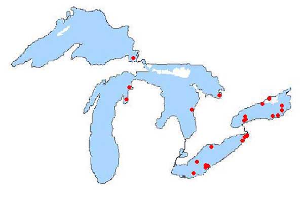 Figure 10. Location of waterspout sightings