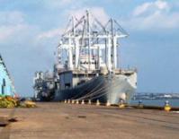 Image of Training Ship Sirius 
with Crane Ship Diamond State Astern - Click to Enlarge