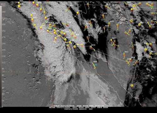 Satellite image and surface observations