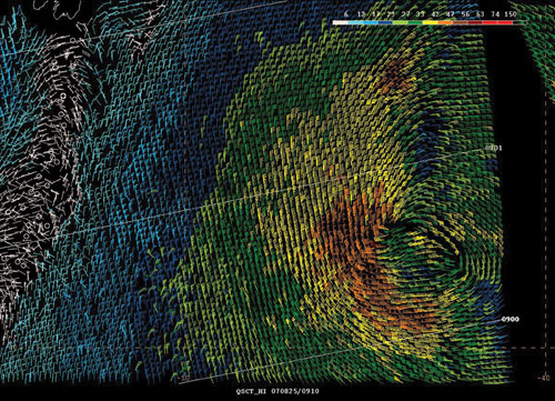 High-resolution QuikScat scatterometer image