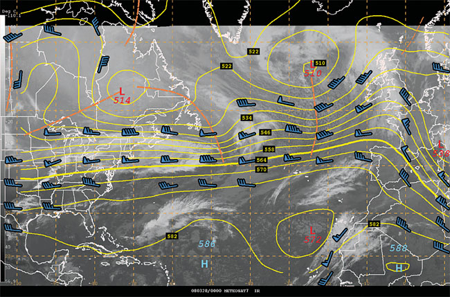 Zonal flow 500 mb pattern