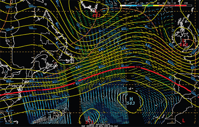 500 mb analysis for the North Atlantic