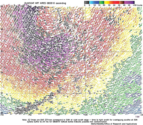 High resolution QuikScat scatterometer image