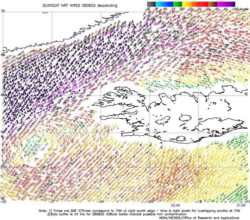 High resolution QuikScat scatterometer image