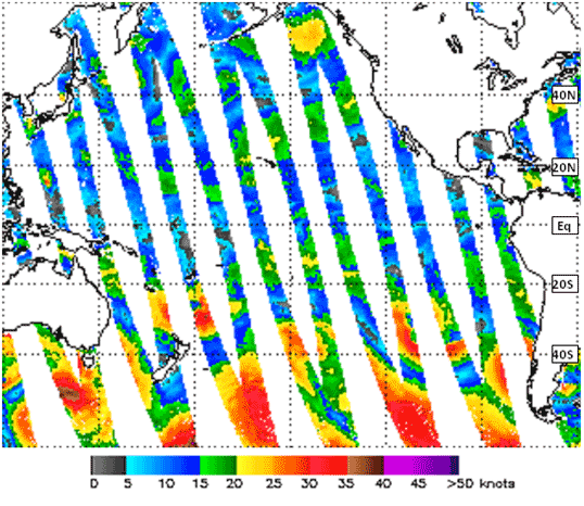 ASCAT ascending passes over the Pacific Ocean