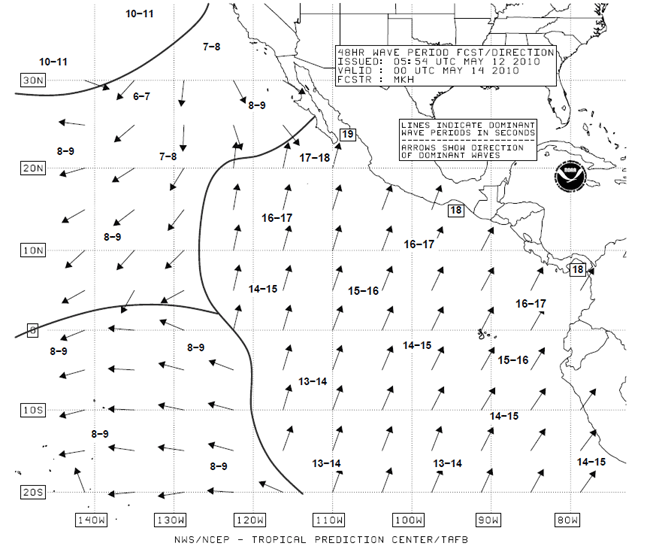 TAFB 48 hour Wave Period forecast chart