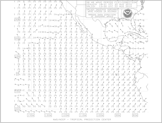 TAFB 48 hour Wave Period forecast chart