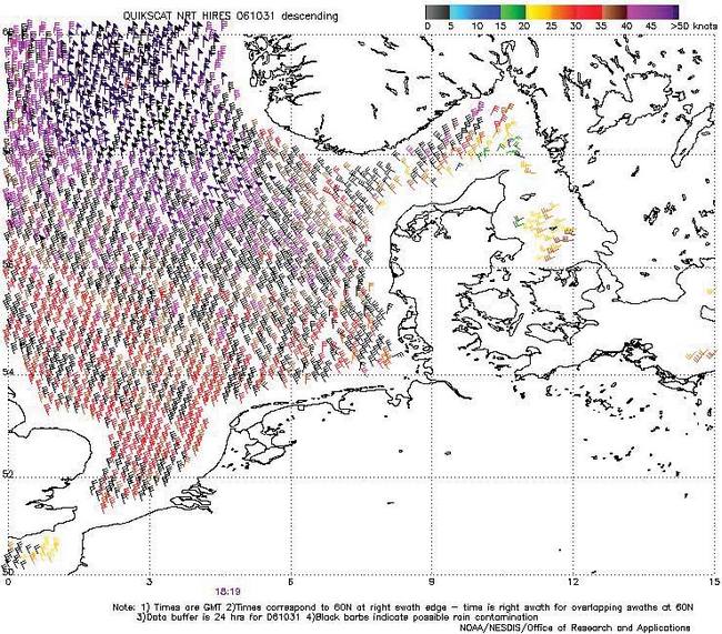 High-resolution QuikScat scatterometer image